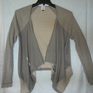 Cabi Sz Medium Open Front Cardigan Long sleeves Hi Lo Gray Ribbed Knit Sweater